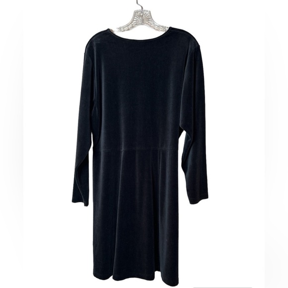VTG LL Bean Black Velour Dress Long Sleeve Women’s L Midi Neutral Witchy Comfy - Picture 2 of 9